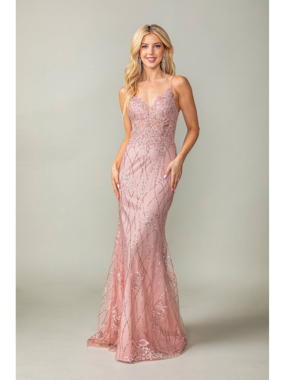NEW DARK BLUSH Lace & Sequin Prom Gown Floor Length Formal Elegant 4371